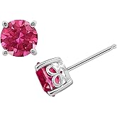 Amazon Essentials Yellow Gold Plated, Platinum or Rose Gold Plated Sterling Silver Infinite Elements Cubic Zirconia Stud Earrings | White, Blue, Green, or Pink Cubic Zirconia