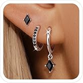 Angelady Gold Hoop Earrings Set for Women, Dainty 14K Gold Plated Huggies Earring, Sterling Silver Hypoallergenic Cartilage Earrings, Trendy Earring Stacks for Multiple Piercing Jewelry Gift(3 Pairs)