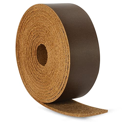 Ringsun 1 Inch Wide Flat Leather Straps for Crafts, Full Grain Leather Strips Cord String for Crafts, Tooling (2mm Thick 72.5 Inches Long Dark Brown)