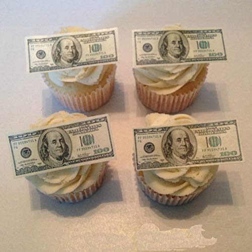 24 Precut 100 Dollar Bill Edible Money Image Wafer Paper for Cake