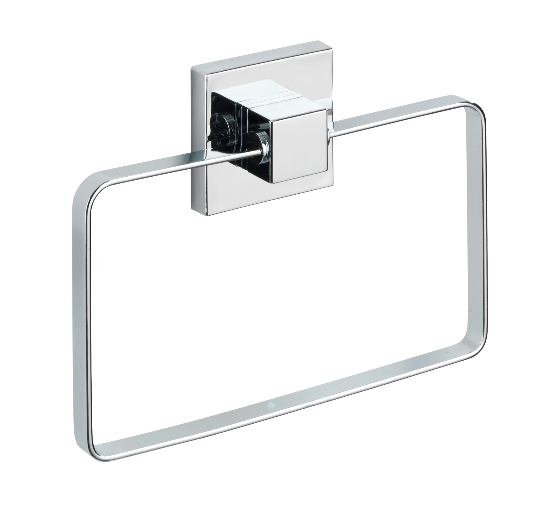 WENKO Vacuum-Loc® towel ring Quadro, Silver Shiny, Stainless Steel