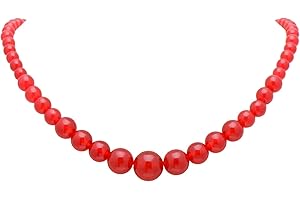 Paialco Women's Graduated Necklace Chalcedony Agate Gemstone Beads Strand 18 Inches