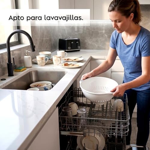 Snips Kitchen Strainer Ø 28 cm with Handles, White and Grey, Made in Italy | Solid and handy strainer with radial grooves and two handles, for pasta, vegetables and fruit; dishwasher safe