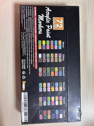 72 Colores, 0.7mm, Rotuladores Acrilicos de Pintura de punta Extra Fina, Plumones Acrylic, Marcadores Acrilicos de Brush Premium para Pintura Vidrio, Tela, Kit de Calabazas, Manualidades Diy