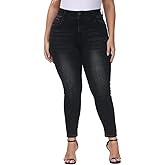 Gocolloa Womens Plus Size Skinny Jeans High Waisted Stretchy Classic Ankle Jean