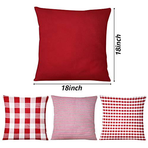 Johouse Check Pillow Cover, 4PCS Buffalo Plaid Check Pillow Cases, 18 x 18inch, Farmhouse Decorative Square Pillow Covers for Home Decor Christmas