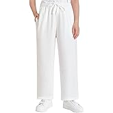 Weintee Women's Petite Wide Leg Linen Pants Lightweight Summer Pants