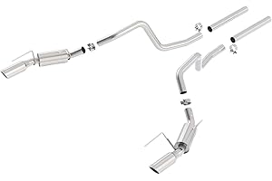 BORLA 140135 Cat-Back Performance Exhaust System for 2005-2009 Ford Mustang GT 4.6LV8 & Shelby GT500 5.4L V8 T-304 Stainless Steel S-Type Dual Split Rear Exit Single 4" Round Chrome Tips Each Side