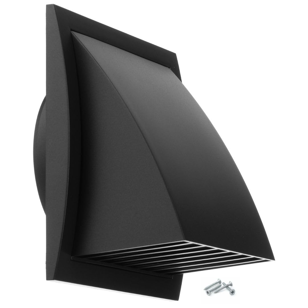 Steinberg14 Anthracite 125mm / 5'' Plastic Cowled Hooded Air Ventilation Wall Grille with Round Spigot and Wind Baffle Backdraught Shutter — image 1