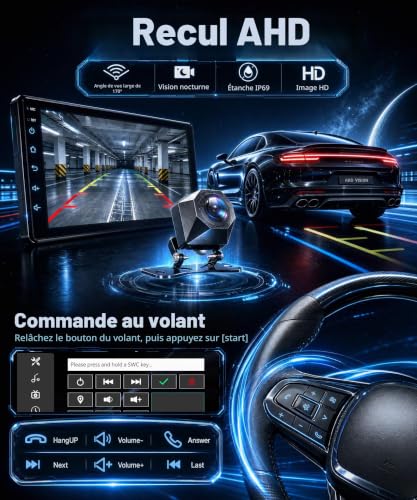 Rimoody Autoradio pour Ford Ka 2008-2014 Sans Fil Carplay Android Auto You-Tube DSP EQ Vi-Link Bluetooth FM/RDS Radio, 9 Pouces Écran Tactile Autoradio avec Mirror Link USB/AUX/MIC SWC Caméra de Recul