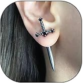 Gothic Sword Earrings Cubic Zirconia Cz Dagger Earrings Punk Sword Screw Spike Stud Earring Middle Ages Knife Earring for Women Goto Jewelry Gift