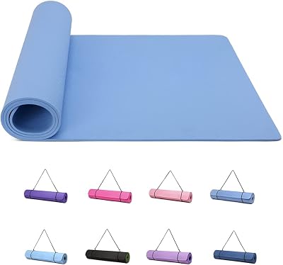 Good Nite 6mm TPE Yoga Mat Sky Blue Non-Slip Carry Strap 183x61x0.6cm