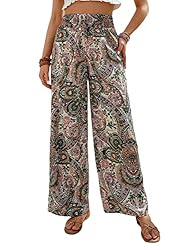 OYOANGLE Women's Boho Paisley Print High Elastic