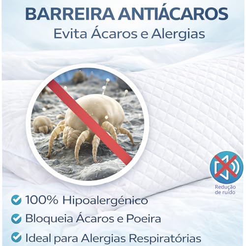 Kit 2 Protetor de Travesseiro Impermeável e Antialérgico Matelado 70x50 com Zíper - Capa de Proteção Contra Líquidos, Suor e Manchas, Antiácaro Silencioso