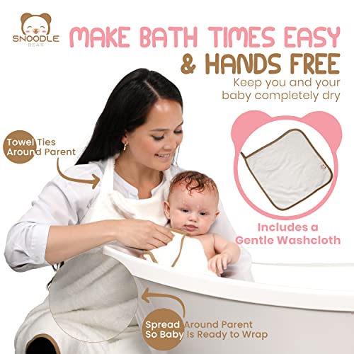 Snoodlebear HandsFree Bamboo Hooded Baby Towels with Strings for Safer