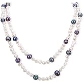 LGSY 6-7mm White Black Pearl Necklace for Women Freshwater Cultured Baroque Handmade Pearls Strand Necklace for Pearl Jewelry