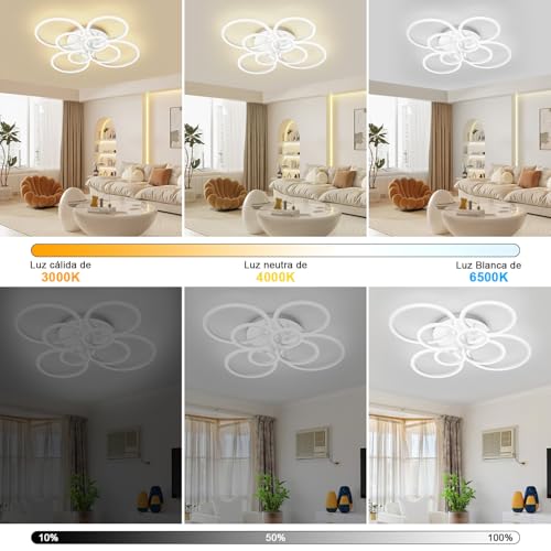 JSXing Lámpara de Techo Moderna, Lampara de Techo LED Regulable de Montaje Empotrado, Luces de 80CM, Accesorios de Iluminación para Dormitorio, Comedor, Sala de Estar (Blanco-8 Luces)