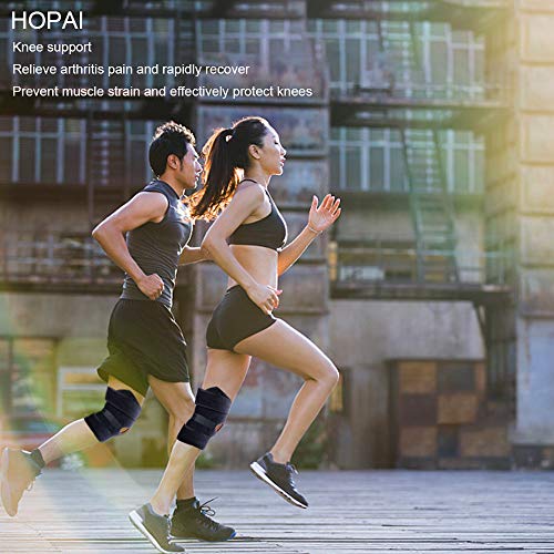 HOPAI Knee Support for Men and Women Adjustable Open-Patella Neoprene Knee Brace with Anti-Slip Strips - For Arthritis, Joint Pain, Meniscus Pain Relief, Sports Running Injury Rehabilitation
