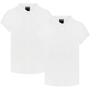 Dockers Girls' School Uniform Short Sleeve Woven Blouse, 2-Pack