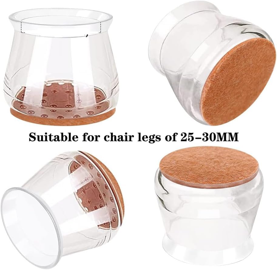 Conjunto Completo 24 Peças Protetores Silicone com Feltro para Pés de Móveis - Antirruído e Protetor de Pisos