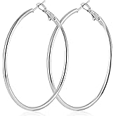 70mm Large Stainless Steel Silver 14K Gold Plated Hoop Earrings for Women Lightweight Hoops Hypoallergenic Big Thin Dangle