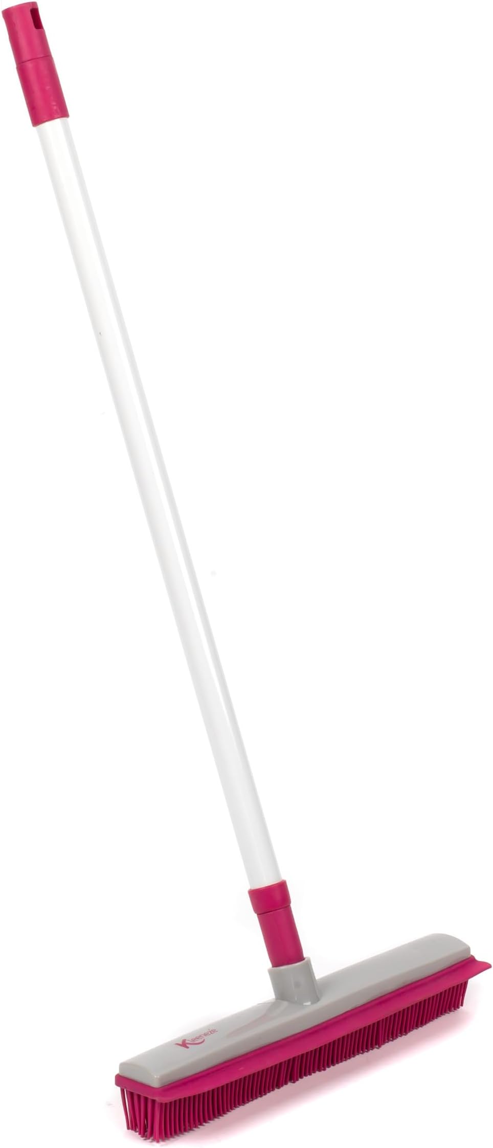 Kleeneze Rubber Cleaning Broom with 1.2m Telescopic Handle Pink Grey