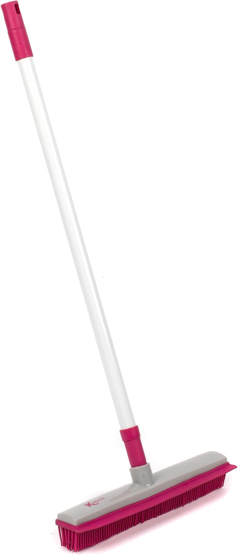 Kleeneze Rubber Cleaning Broom with 1.2m Telescopic Handle Pink Grey