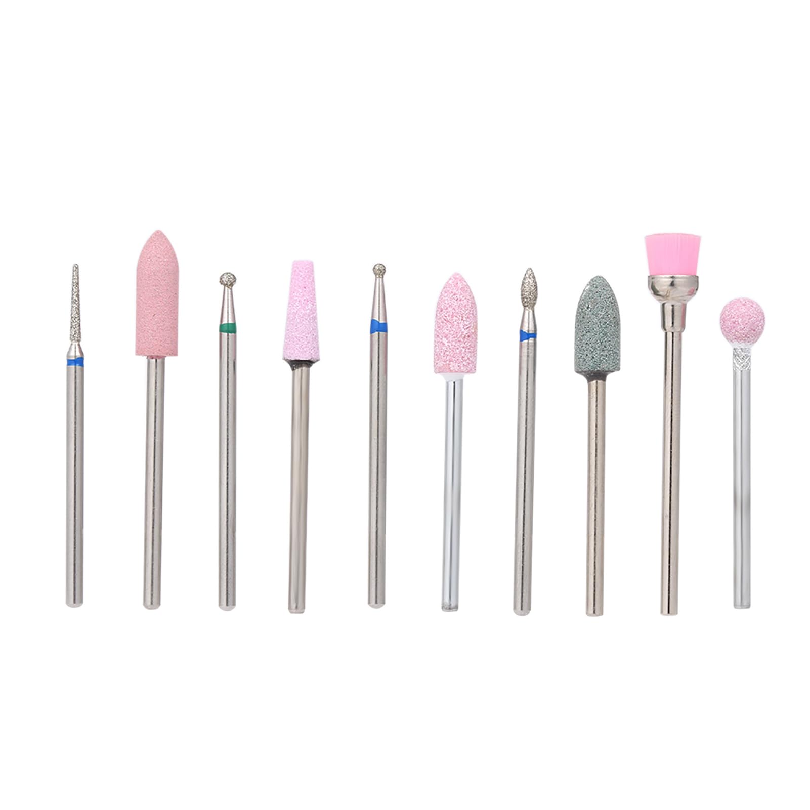 Nail Drill Bits, 10pcs Steel Nail Grinding Head Kit Nail Drill Bits Acrylic Nail Kit with 10 Nail Grinding Head and 1 Storage Box Most Nail Polishing Machines for Electric File Nail
