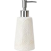 Lamris White Ceramic Hand Dish Soap Dispenser with Pump for Bathroom Kitchen Sink Countertop Modern Boho Decor
