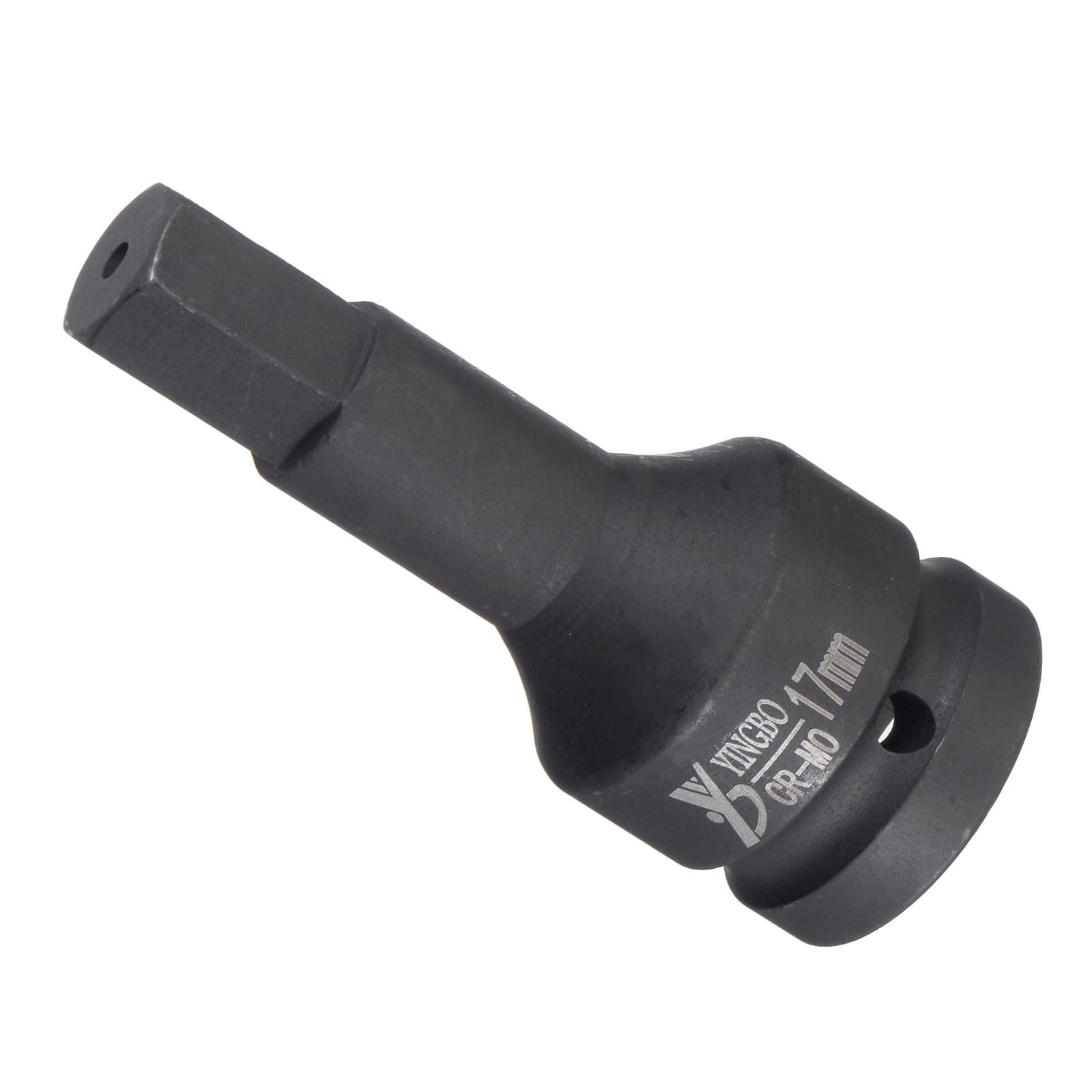 CoCud Impact Hex Bit Socket, 17mm Hex Bit 3/4" Square Drive 98mm Length, CR-MO Chamfer Design Pin Hole Metric Hex Socket - (Applications: for Automotive Electric Repair)