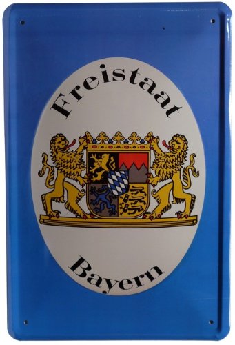Tin Sign with Freistaat Bayern Motif 20 x 30 CM Retro Advertising Sign 91
