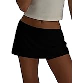 Sunloudy Women Micro Mini Skirt Skort Low Waist Skorts Skirts with Built-in Shorts Stretch Basic Summer Casual Skirt
