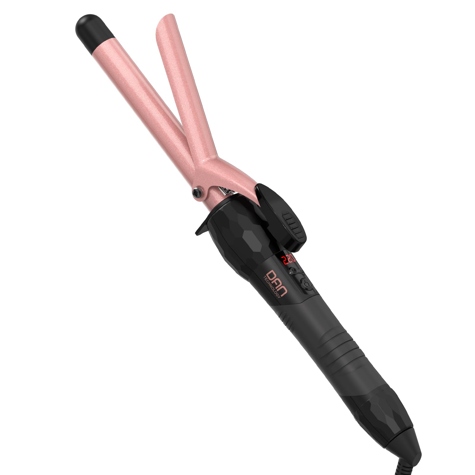 DAN Technology Curling Wand Curling Tongs Dual Voltage Curling Wand Ceramic for Wave Curls Hair Styling Tool with Adjustable Temperature Hair Curler with Glove (Rose Gold, 19mm=3/4 inch)