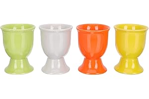 SEWACC 4pcs Ceramic Egg Cups for Boiled Eggs Breakfast Holders with Footed Stand for Kitchen Dining