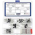 XINGYHENG 200Pcs 8 Values Rectifier Diodes Assortment Kit 1N4148 1N4007 1N5819 1N5399 FR107 FR207 1N5408 1N5822