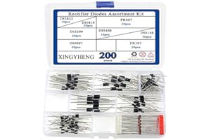 XINGYHENG 200Pcs 8 Values Rectifier Diodes Assortment Kit 1N4148 1N4007 1N5819 1N5399 FR107 FR207 1N5408 1N5822