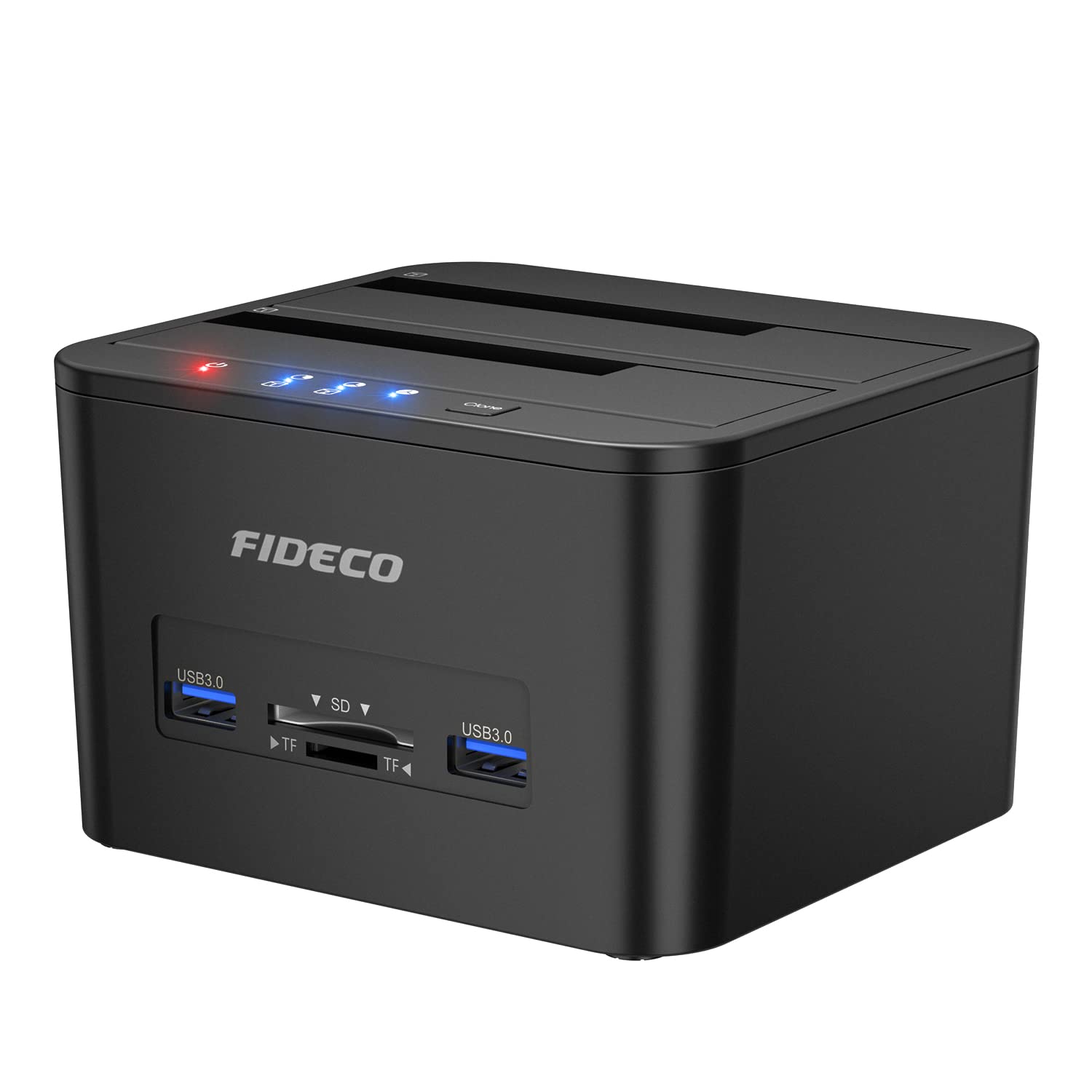 Docking Station, FIDECO Docking Station for 2 Hard Drives SATA USB 3.0 Cloning Function 2.5 Inch and 3.5 Inch HDD SSD SATA