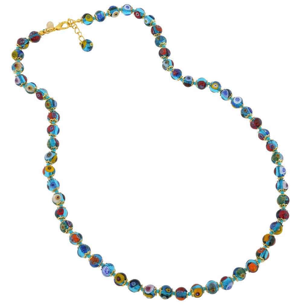 Glass Of Venice Murano Glass Mosaic Long Necklace - Transparent Blue