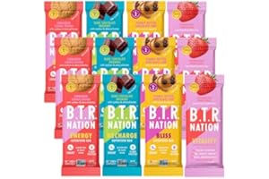 B.T.R. Bar Superfood Keto Protein Bars, Plant Based Vegan Protein, Low Carb Food, Low Calorie, Gluten Free, No Sugar Alcohols, Boosted with Superfoods & Adaptogens (12 Pack) (Variety Pack)