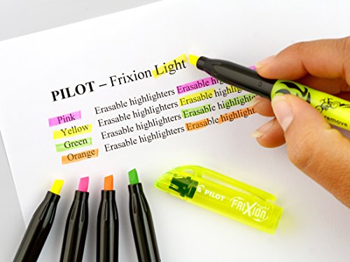 - 3er-Set FriXion Light - Radierbarer Textmarker - Neongelb, Neonpink, Grün - Keilspitze für feine oder breitere Linien
