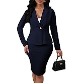 Sexy Skirt Suits for Women Peplum Blazer Top and Midi Pencil Skirts Set Casual Formal Office Church 2 Piece Outfits