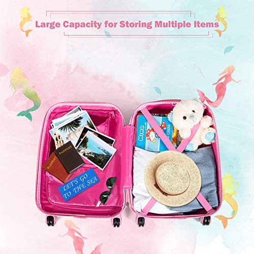 Kids Unicorn Luggage 16 Inch - Purple Carry On Suitcase With Wheels