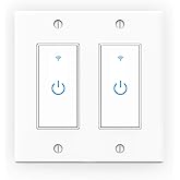 WiFi Light Switch, Smart Wall Switch 2 Gang, Touch Switch Remote Control- Compatible with Alexa Google Assistant,No Hub Requi