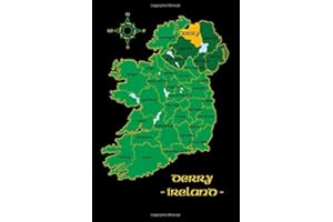 Derry Ireland County Map Irish Travel Journal: Northern Ireland 6 x 9 Lined Unlined Notebook Family Heritage Celtic Gift