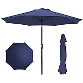 PatioKingdom 9FT Patio Outdoor Umbrella-UPF 50+ Sun Shade with Wind Vent, Push-Button Tilt & Smooth Crank Lift, Rust-Resistant Fiberglass Frame for Garden, Backyard,Yard