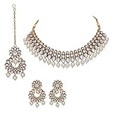 ZIKU JEWELRY Indian White Pearl Kundan Necklace