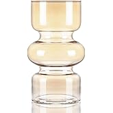 VanEnjoy Amber Glass Hydroponic Vase, Colored Glass vase Flower, Three-Layer 7 inch Cylinder vase for Home Décor, Modern Glass Vase for Home, Office, Wedding