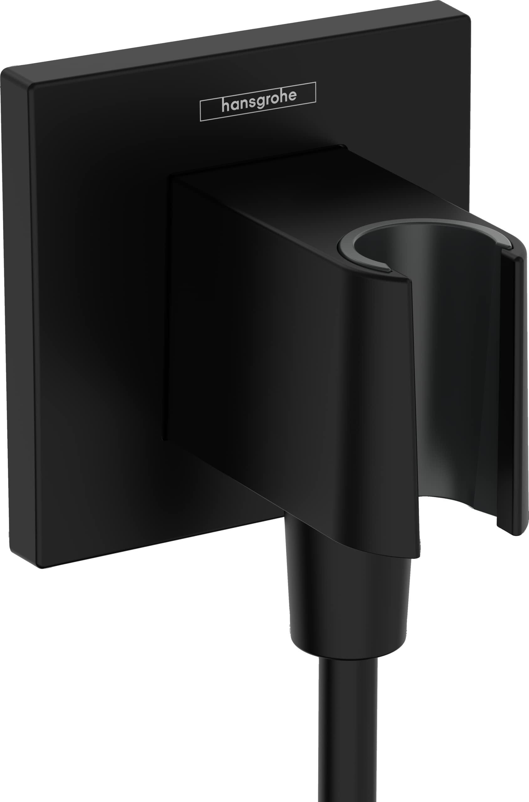 Hansgrohe FixFit E Wall Outlet with Shower Holder, Matt Black, 26889670