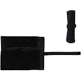 enyuwlcm Canvas Stationery Handmade Foldable Rollup Pencil Case Travel Pen Holder Wrap Black