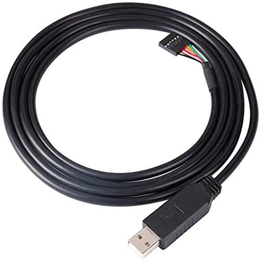 DTECH 6 Pin FTDI USB to TTL 5V Serial Converter Adapter 0.1 inch Pitch Female Socket Header UART IC FT232RL Chip Windows 10 8 7 Linux MAC OS (1.8m, Black)